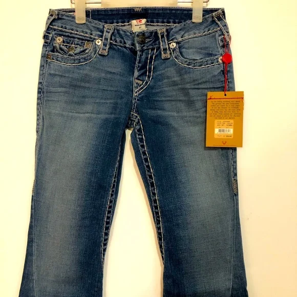 NWT True Religion Women Flare Denim Pants Made in USA - Picture 2 of 6